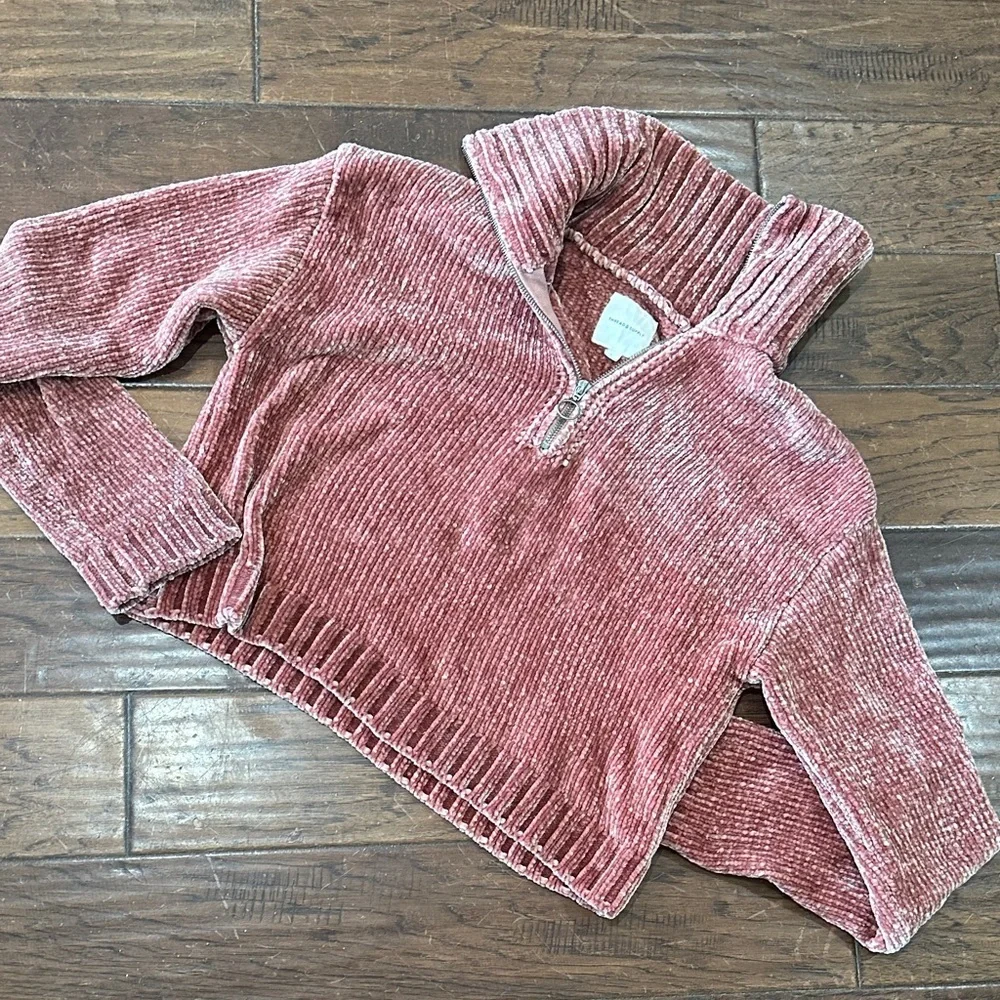 Thread &‎ Supply Dusty Rose Half-Zip Sweater size Large silky